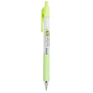 Stylo à bille rétractable professionnel de 0,7 mm avec grip vert citron et corps transparent