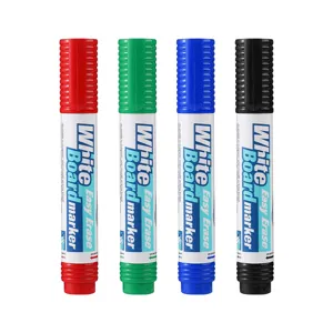 Juego de 4 rotuladores para pizarra blanca borrables en seco en rojo verde azul y negro