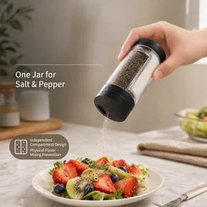Quantitative Glass Spice Jar With Adjustable Lid Stainless Steel Salt Pepper Shaker Kitchen Storage Seasoning Bottle