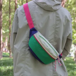 Colorful dopamine style nylon crossbody chest bag for outdoor sports and cycling
