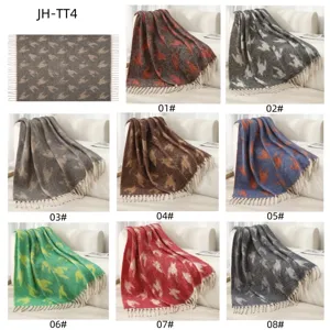 Colección de mantas de imitación de mohair con estampado de pata de gallo y flecos