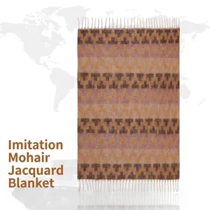 Ethnic Geometric Jacquard Blanket Faux Mohair Polyester Warm Soft Loop Yarn Throw With Tassels Sofa Bed Boho Travel Shawl