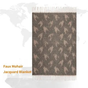 Manta Jacquard de Hilo de Bucle Pata De Gallo Con Borlas Chal Grueso Cálido para Sofá Decoración Hogar Otoño Invierno Manta Grande