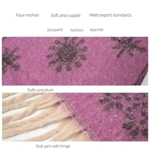 Weicher Jacquard-Schal aus Kunst-Mohair mit Schneeflockenmuster und groben Fransen