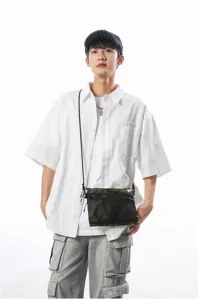Japanese workwear style small crossbody bag for outdoor hiking and street fashion