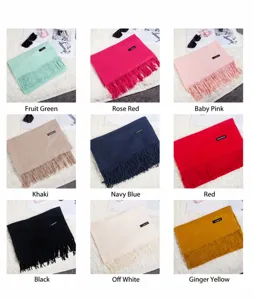 Multi-color options for thin oversized solid color tassel scarves and AC shawls