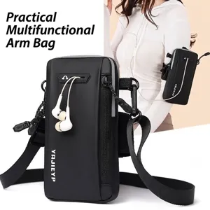 Multifunctional Sports Mobile Phone Bag Waterproof Oxford Cloth Crossbody Bag Arm Bag Wrist Pouch With Headphone Jack Reflective Strip