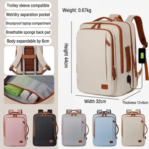Grote Capaciteit Uitbreidbaar Reizen Rugzak Waterdicht Oxford Doek Mode Laptop Tas Met USB Poort Voor Mannen Vrouwen Casual