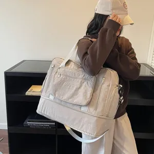 Large capacity expandable travel bag with multi-functional compartments and shoulder strap