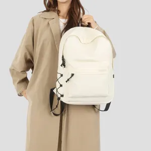 Minimalistischer cremeweißer Rucksack mit großem Fassungsvermögen für Schule und Reise