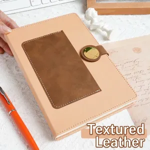 Minimalistisches Vintage-Notizbuch aus Leder mit Magnetverschluss und Farblock-Design