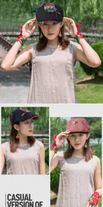 Ethnic style women's beret with colorful embroidery and casual sun protection design