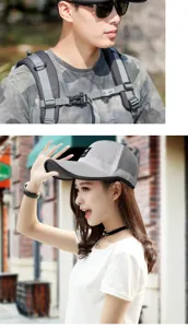 Gorra de béisbol de malla transpirable en gris para protección solar y moda.