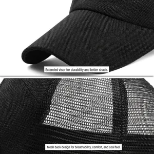 Breathable men's black baseball cap featuring an extended brim and cool mesh back panels