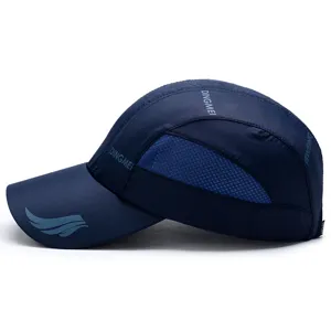 Navy blue quick-dry breathable sports baseball cap with mesh panels for outdoor sun protection