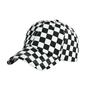 Cappellino da baseball unisex classico a scacchi bianchi e neri per protezione solare