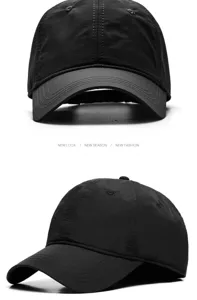 Dual views of a premium black quick-dry breathable baseball cap for large head sizes
