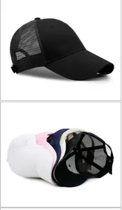 Detalle de gorra de béisbol de malla transpirable para protección solar de verano
