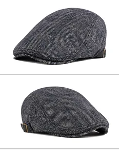 Classic textured ivy flat cap for men and women shown from side and back views on white background