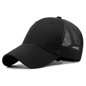 Gorra de béisbol negra lisa con rejilla transpirable y protección solar