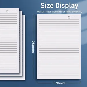 Professional lined writing paper draft pad for students measuring 250mm by 170mm