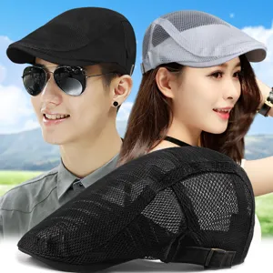Boina de Malla de Verano para Hombres Mujeres Niños Mezcla de Poliéster Transpirable Gorra Plana Ligera Sombrilla Gorra Casual al Aire Libre