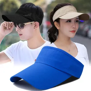 Unisex breathable mesh sun visor hat with long brim for summer tennis
