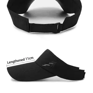 Breathable black sun visor hat featuring an 11cm extended brim and adjustable velcro strap