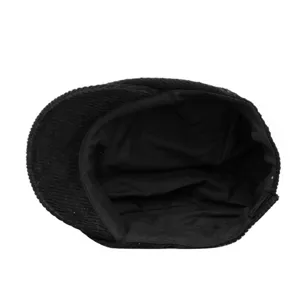 Vintage black corduroy newsboy cap for men and women with a classic British style