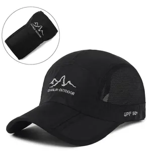 Foldable quick-dry baseball cap with breathable mesh and UPF 50+ sun protection