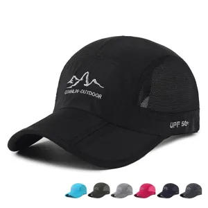 Breathable quick-dry outdoor baseball cap with UPF 50+ sun protection and foldable brim