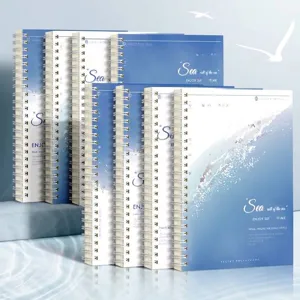 Cahier à spirales B5 A5 thème paysage océanique style sel marin pour les étudiants