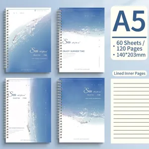 Carnet à spirale A5 série brise marine avec 60 feuilles 120 pages lignées
