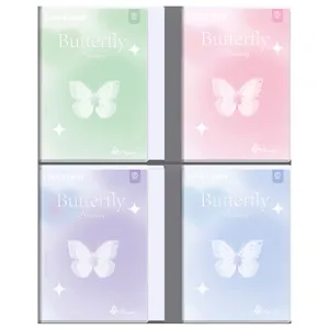 Set di quattro taccuini a farfalla color pastello in vari colori eleganti