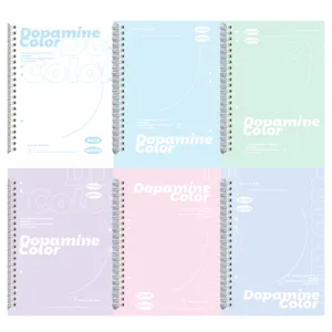 Set of 6 A5 spiral notebooks in vibrant dopamine pastel colors for school and office
