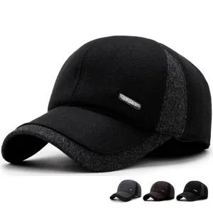 Herren Winter Wollmischung Baseballkappe Mit Ohrenklappen Dicke Warme Outdoor Sporthut Für Mittleren Alters Kälteschutz Kappe