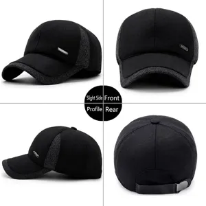 Verdickte Herren-Winter-Woll-Baseballkappe mit Vorder-, Seiten- und Rückansicht für Wärme.