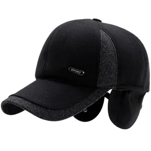 Herren Winter Baseballkappe aus dicker Wolle mit warmen Ohrenklappen für Outdoor-Sportarten