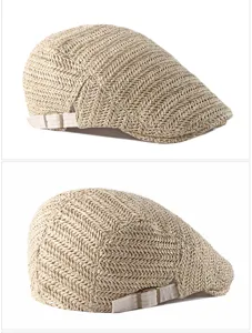 Detailed macro view of the breathable straw weave texture and adjustable side buckle strap.