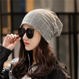 Gorro slouchy gris vintage para mujer, mezcla de algodón suave para un estilo de otoño