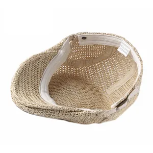 Breathable woven mesh beret flat cap for men and women, vintage summer ivy newsboy hat