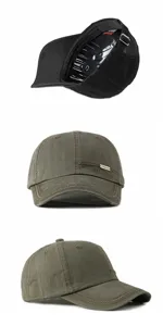 Dettagli multi-angolo di un cappellino da baseball in cotone lavato ricamato