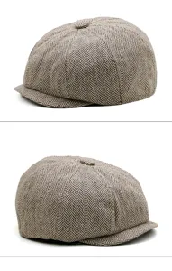 Casquette gavroche vintage à motif chevrons pour enfants vue sous deux angles différents