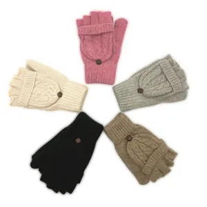 Mitaines convertibles en laine tricotée pour femmes, disponibles en cinq coloris