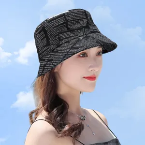 Trendy Newspaper Print Bucket Hat For Women Men Graffiti Letter Fisherman Hat Sun Protection Summer Outdoor Street Style Hat