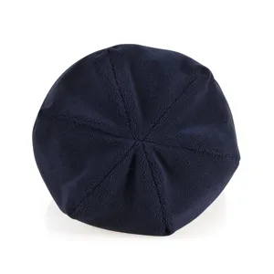 Thickened dark blue winter fleece beanie hat for outdoor hiking and wind protection