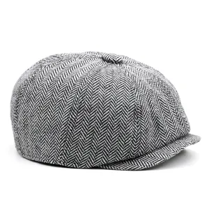 Casquette gavroche classique à chevrons gris pour enfants style vintage
