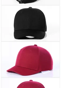 Vista ravvicinata del cappello da baseball a tesa corta color nero e bordeaux