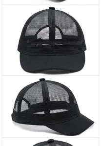 Cappellino da baseball in rete nera a tesa corta cappello parasole estivo traspirante unisex