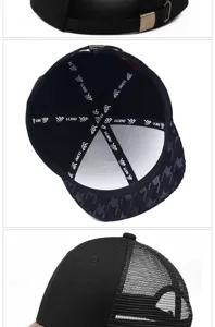 Vues détaillées de la casquette mesh à bord court avec marquage intérieur